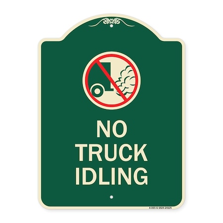 Signmission Driveway No Truck Idling W/ Graphic Heavy-Gauge Aluminum Architectural Sign, 24" x 18", G-1824-24125 A-DES-G-1824-24125